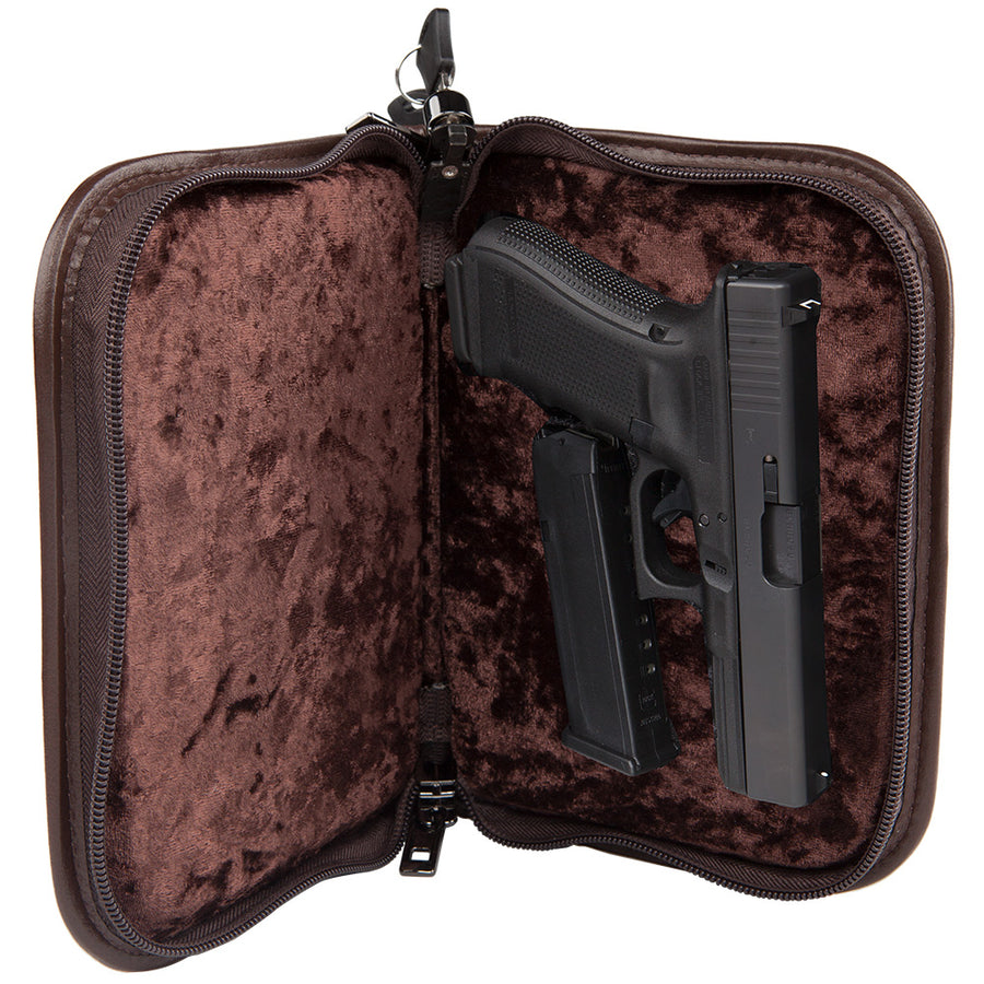 Magnetic Locking Case - Brown Suede