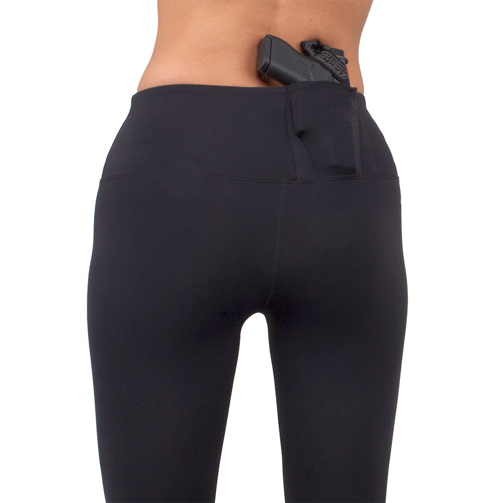ConcealmentClothes Women's Holster Leggings for Secure CCW Concealed Carry,  Capri Length, Black, Small at  Women's Clothing store